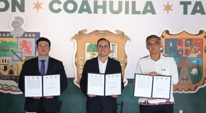 Firma Américo convenio de seguridad con gobernadores de Coahuila y Nuevo León