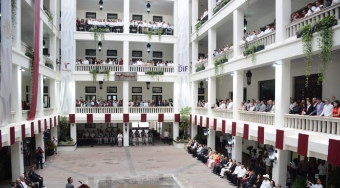 Inaugura Américo rehabilitación de Palacio de Gobierno de Tamaulipas y devela escudos de los 43 municipios