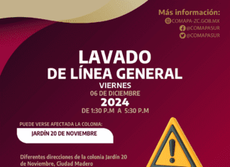 AVISO DE CORTE: Col. Jardín 20 de Noviembre