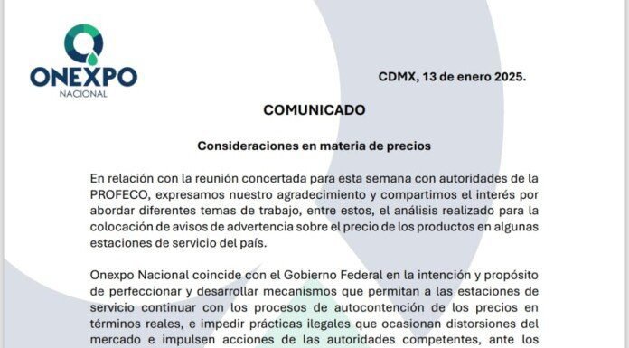 Onexpo coincide con las medidas de Profeco para mejorar el servicio que ofrecen las gasolineras