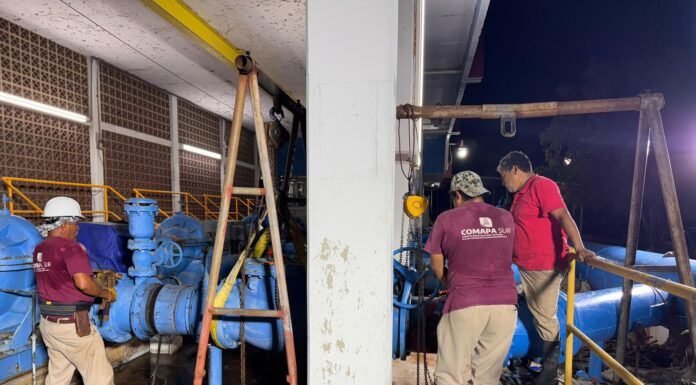 Con mantenimiento en la planta Laguna de la Puerta, COMAPA SUR fortalece su infraestructura hidráulica